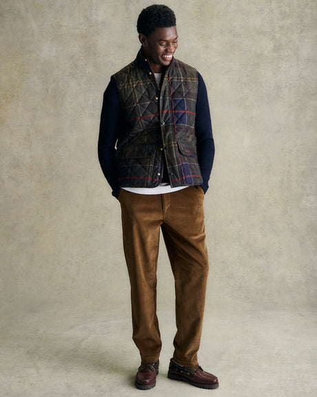 Dark Sand Stretch Cord Tailored Trousers