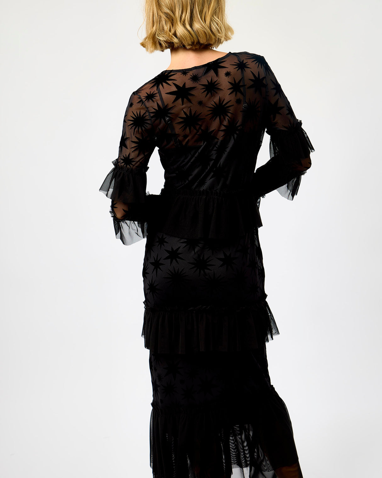 Black Star Devore Felicity Dress