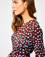 Brown Chocolate Deer Print Gaia Midi Dress