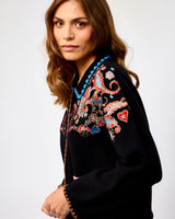 Black Paisley Embroidered Cardigan