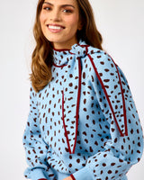 Blue Deer Print Scarf Jumper