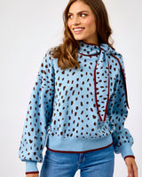 Blue Deer Print Scarf Jumper