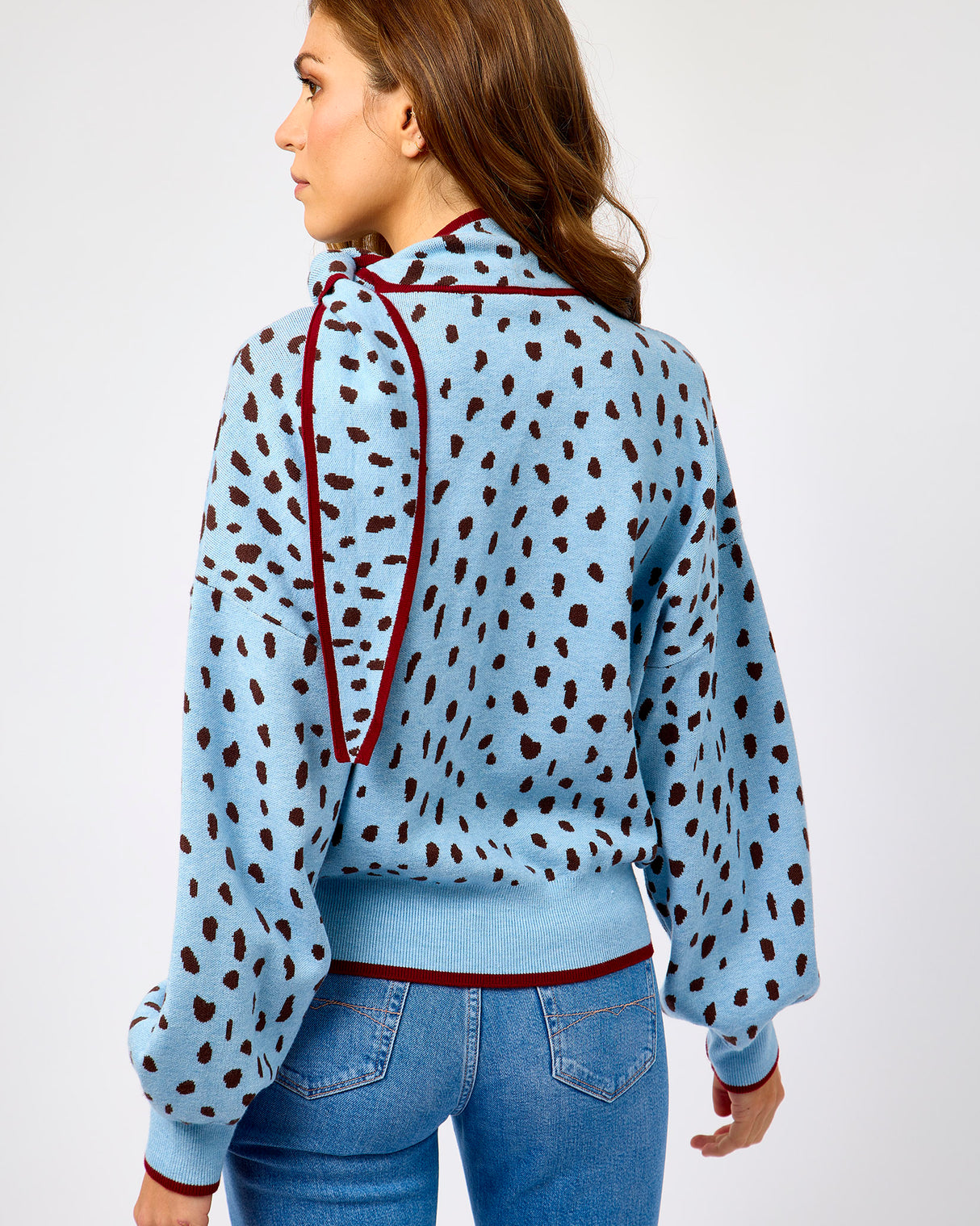 Blue Deer Print Scarf Jumper