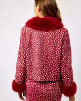 Burgundy Fawn Faux Fur Trim Jacket