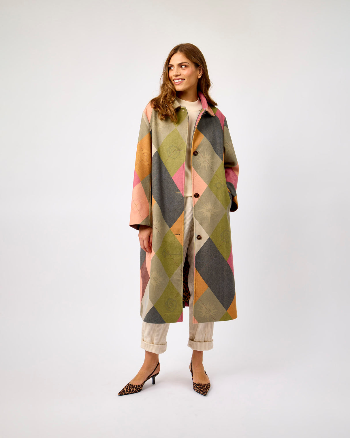 Multicolour Argyle Long Coat