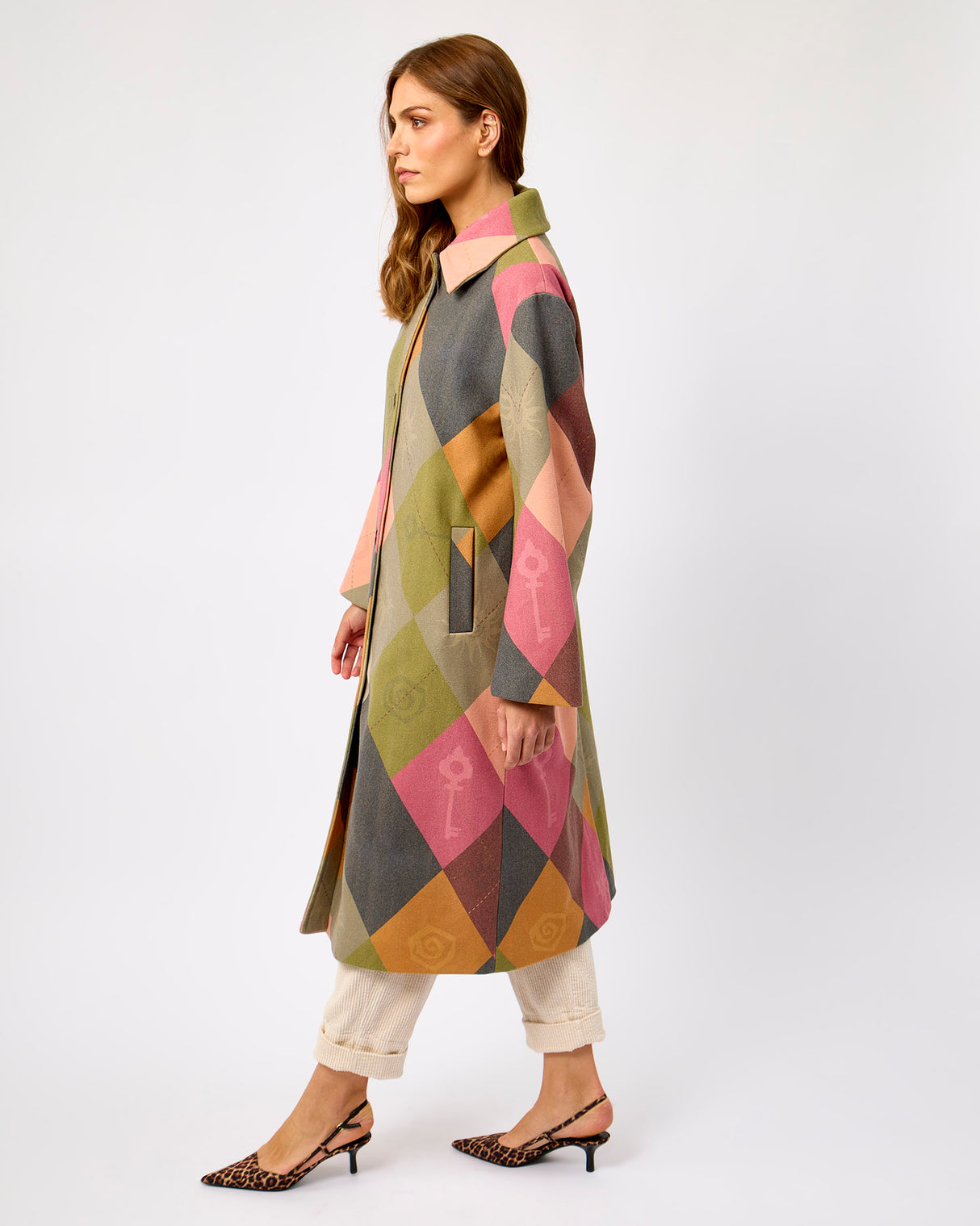 Multicolour Argyle Long Coat