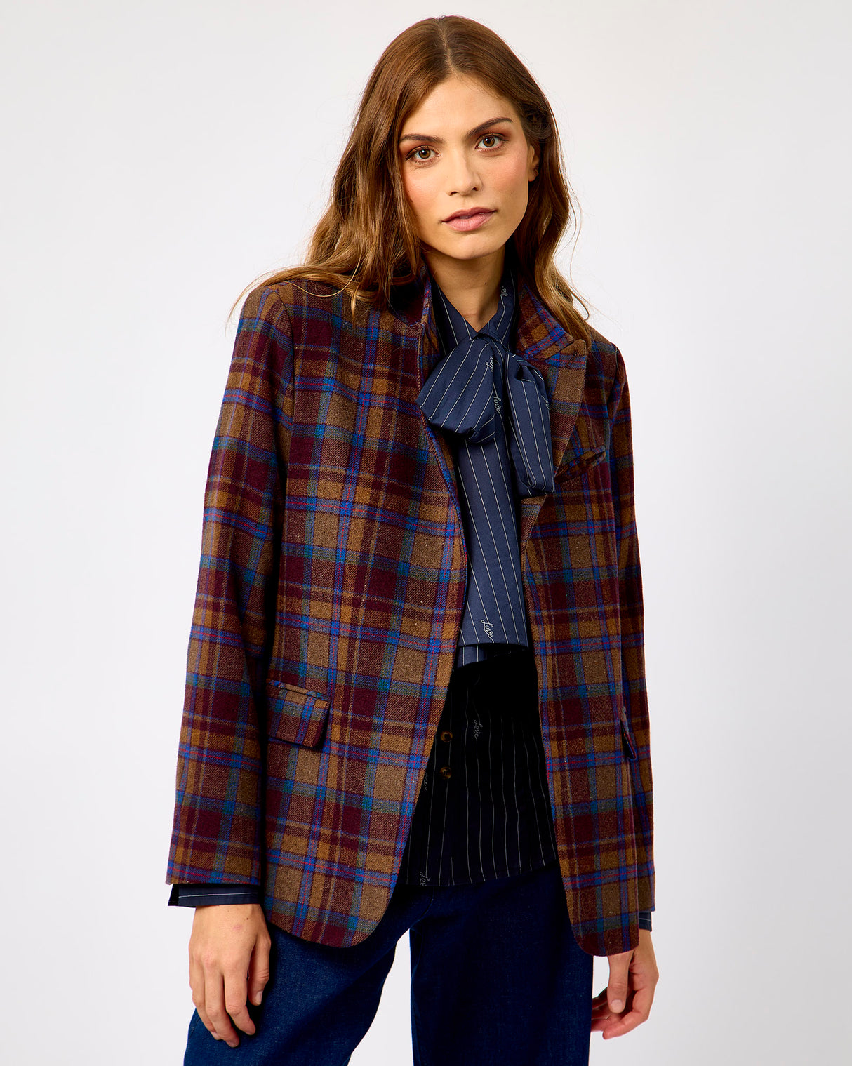 Multicolour Check Pattern Relaxed Blazer