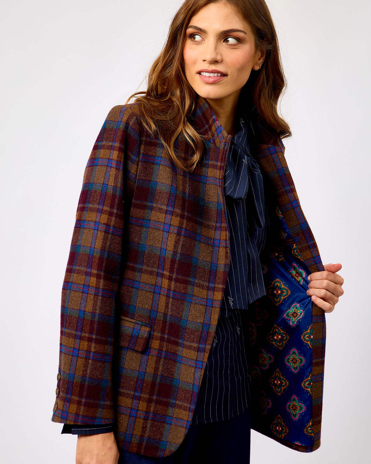 Multicolour Check Pattern Relaxed Blazer