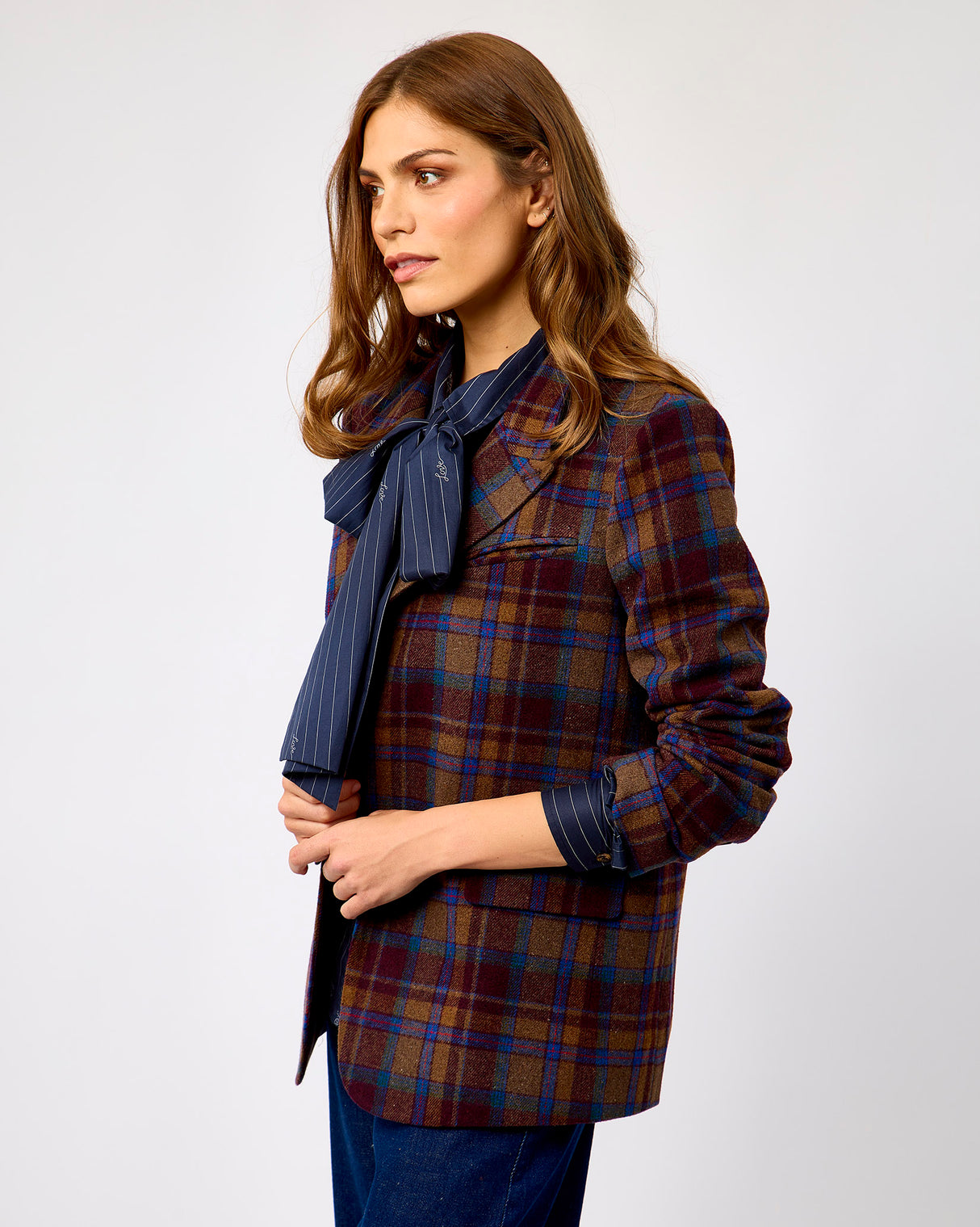 Multicolour Check Pattern Relaxed Blazer