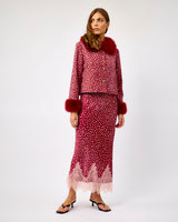 Burgundy Deer Print Maeve Midi Skirt
