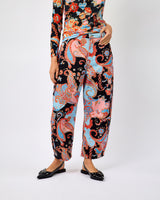 Black Paisley Print Barrel Leg Jeans