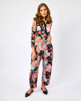 Black Paisley Print Barrel Leg Jeans