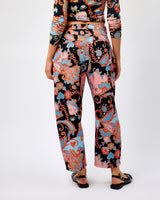 Black Paisley Print Barrel Leg Jeans