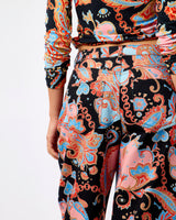 Black Paisley Print Barrel Leg Jeans
