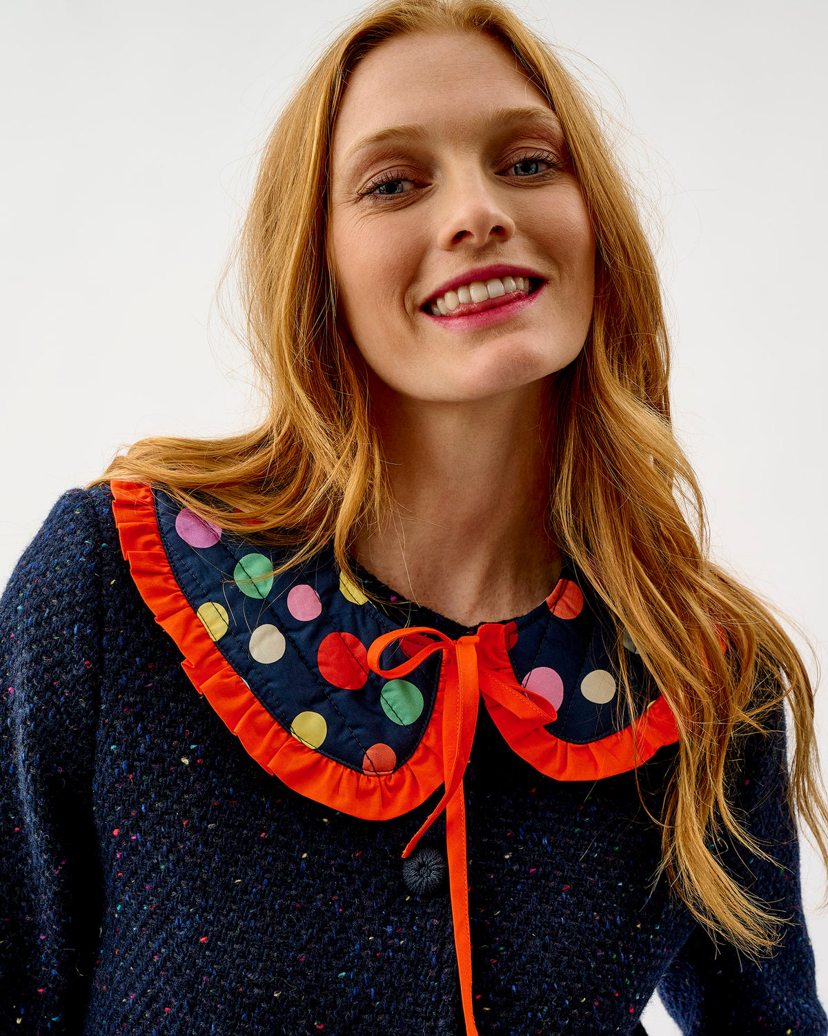 Navy Spots Quilted Cotton Collar