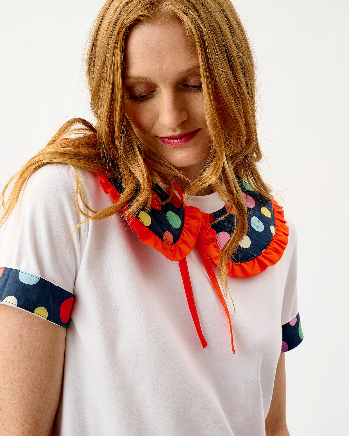 Navy Spots Quilted Cotton Collar