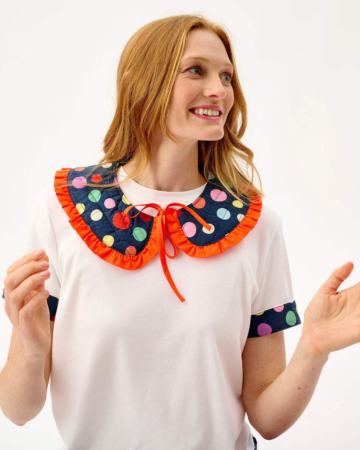 Navy Spots Quilted Cotton Collar