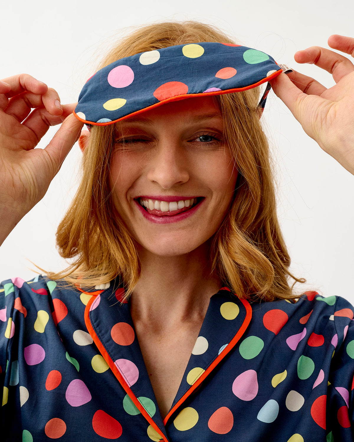 Navy Spots Cotton Eye Mask