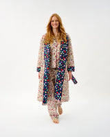 Ivory Forest Friends & Navy Spots Quilted Cotton Dressing Gown