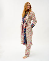 Ivory Forest Friends & Navy Spots Quilted Cotton Dressing Gown