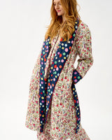 Ivory Forest Friends & Navy Spots Quilted Cotton Dressing Gown