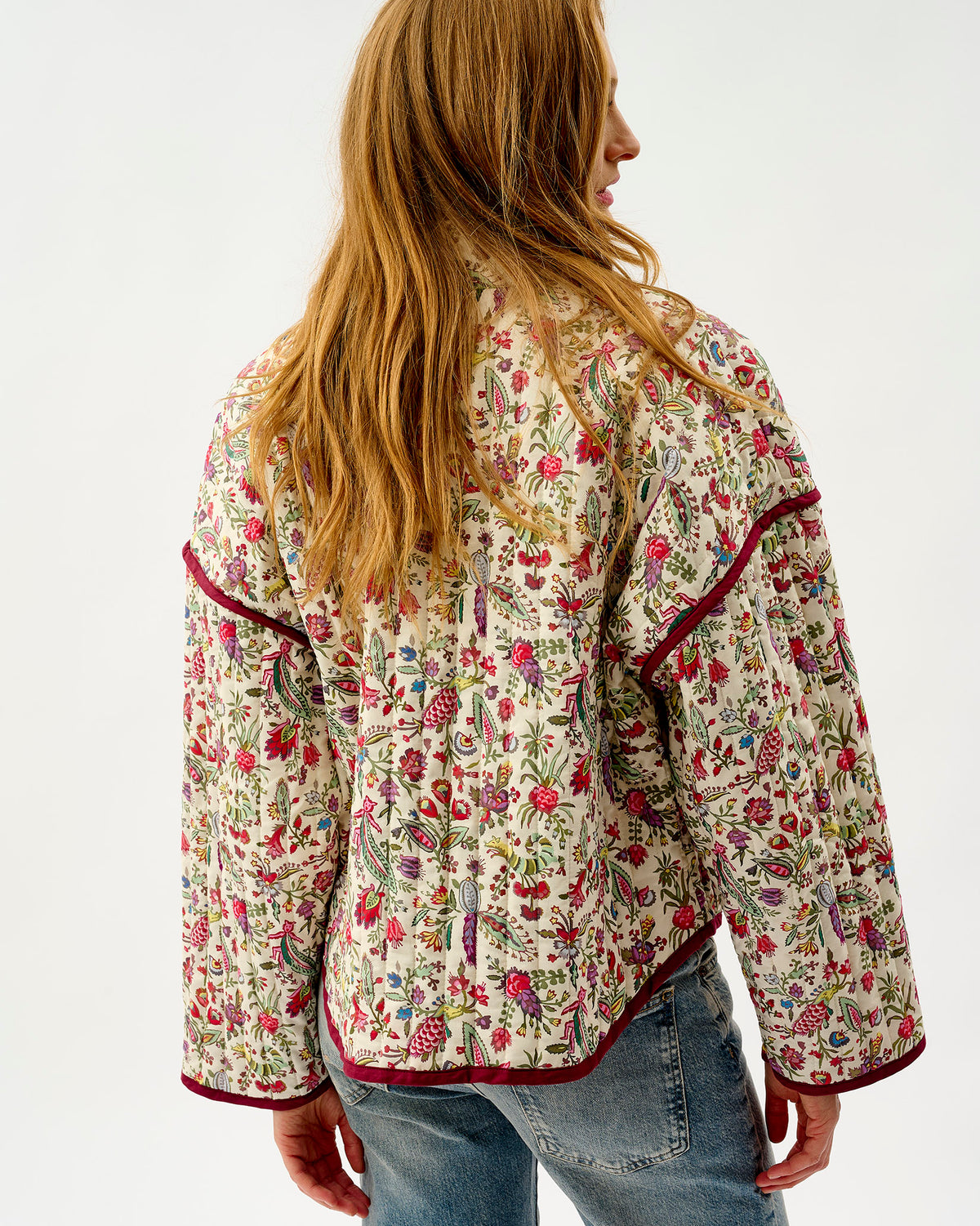 Ivory Forest Friends & Navy Spots Quilted Cotton Jacket