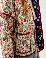 Ivory Forest Friends & Navy Spots Quilted Cotton Jacket
