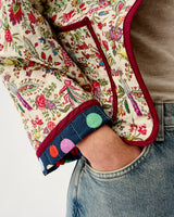 Ivory Forest Friends & Navy Spots Quilted Cotton Jacket