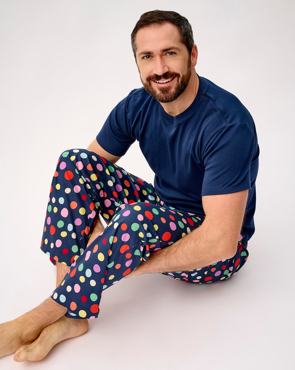 Navy Spots Men's Cotton Bottoms