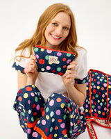 Navy Spots Quilted Cotton Pouch