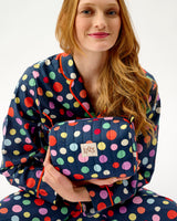 Navy Spots Quilted Cotton Make-Up Bag