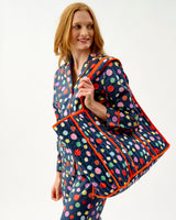Navy Spots Quilted Cotton Tote Bag