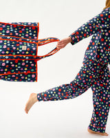 Navy Spots Quilted Cotton Tote Bag