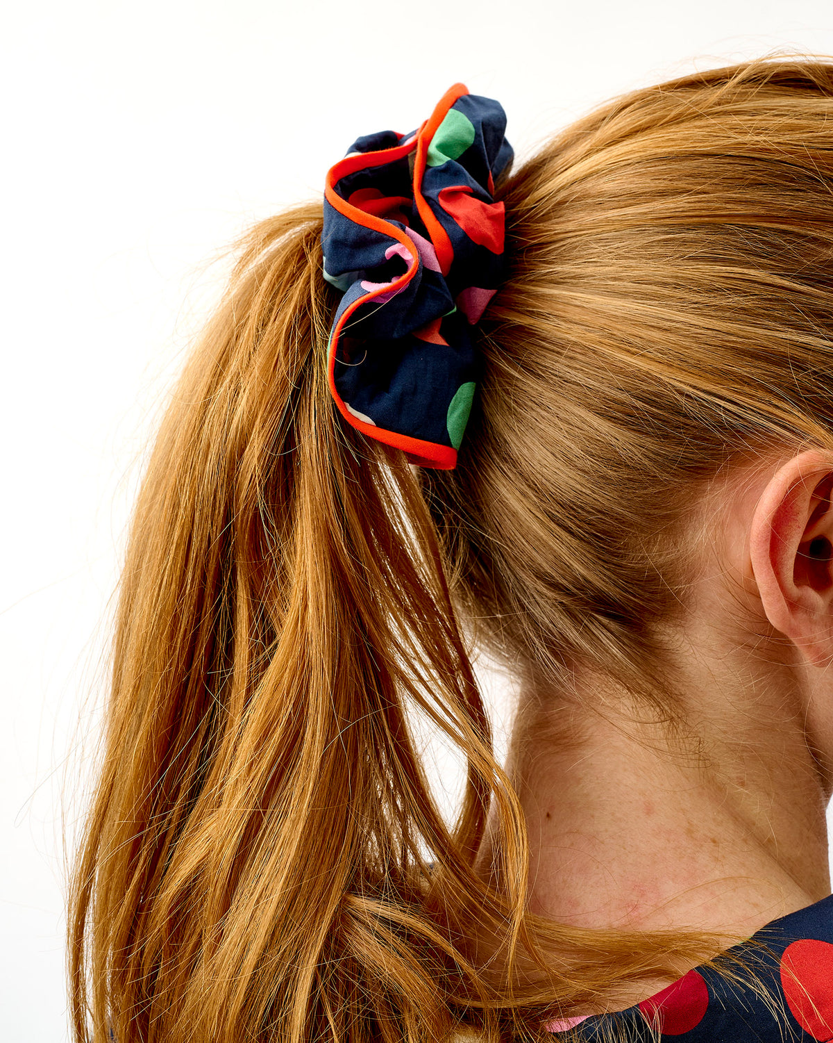 Navy Spots Cotton Hair Scrunchie