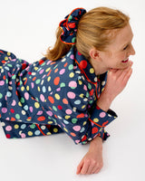 Navy Spots Cotton Hair Scrunchie