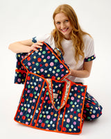 Navy Spots Cotton Travel Bag