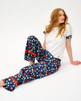 Navy Spots Frill Trim Cotton Bottoms
