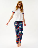 Navy Spots Frill Trim Cotton Bottoms