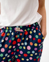 Navy Spots Frill Trim Cotton Bottoms