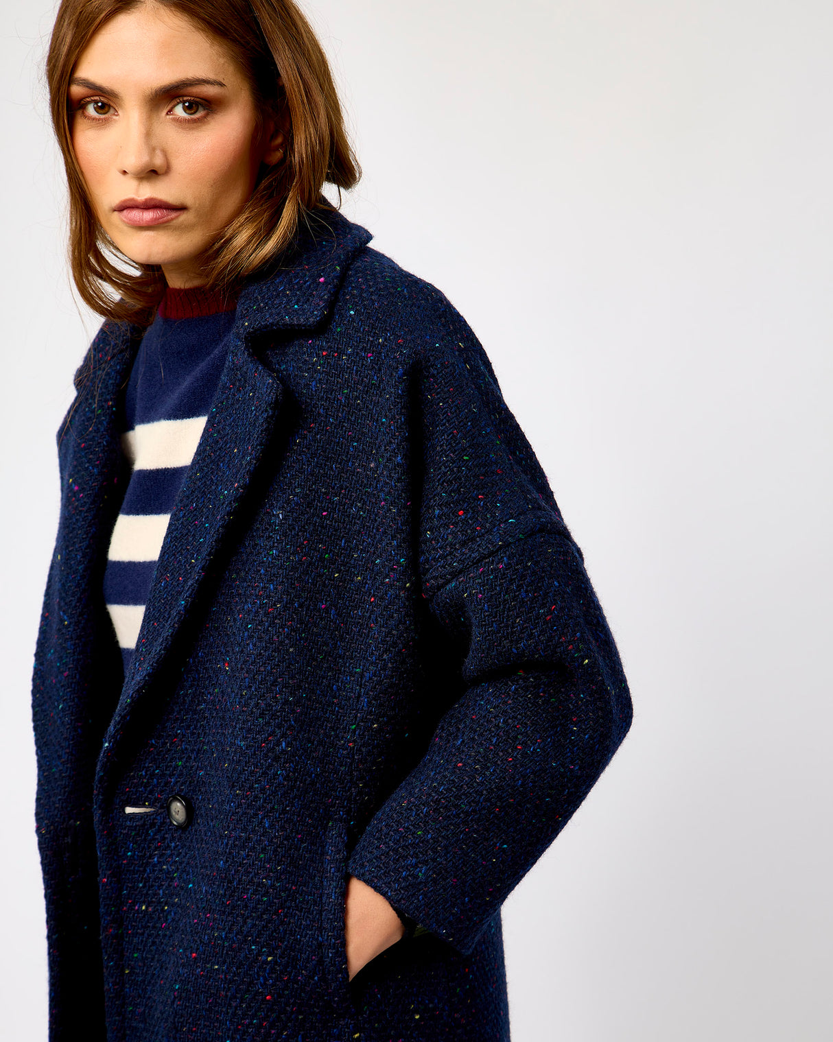 Oh My My Dúghorm Donegal Wool & Mohair Coat