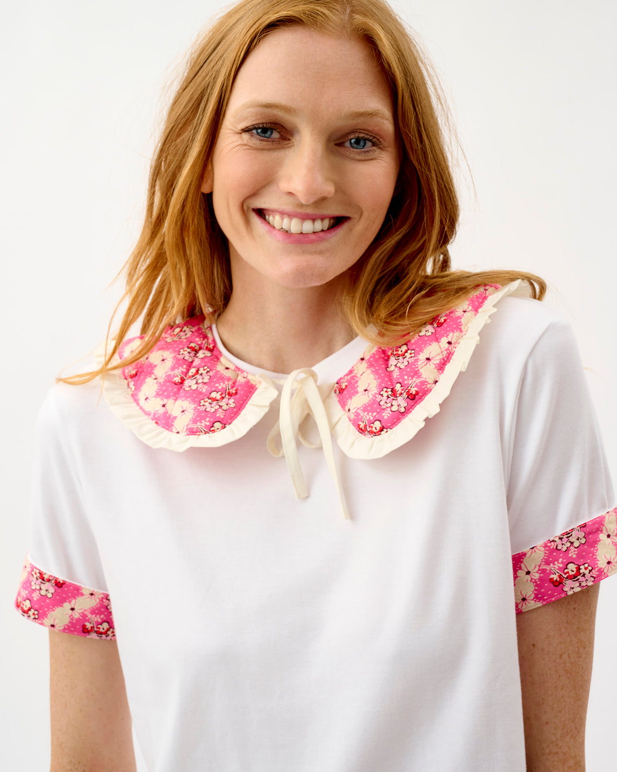 Pink Wave Quilted Cotton Collar