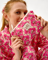 Pink Wave Quilted Cotton Pouch