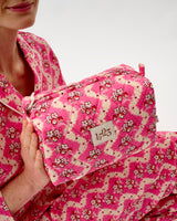 Pink Wave Quilted Cotton Make-Up Bag