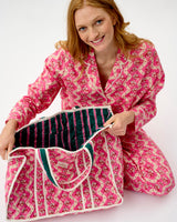 Pink Wave Quilted Cotton Tote Bag