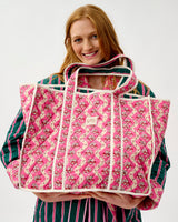 Pink Wave Quilted Cotton Tote Bag