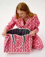 Pink Wave Quilted Cotton Tote Bag