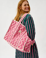 Pink Wave Quilted Cotton Tote Bag