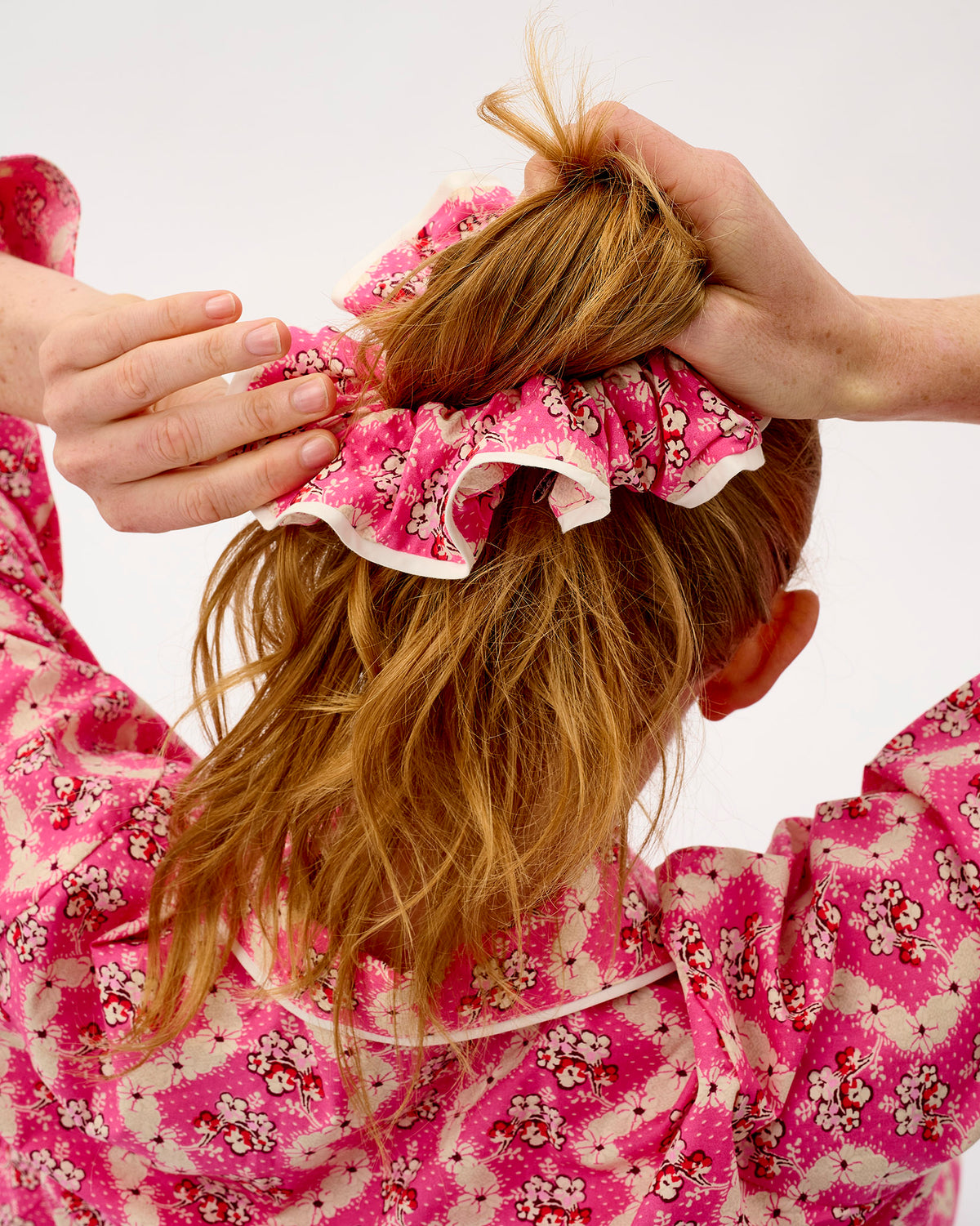 Pink Wave Cotton Hair Scrunchie