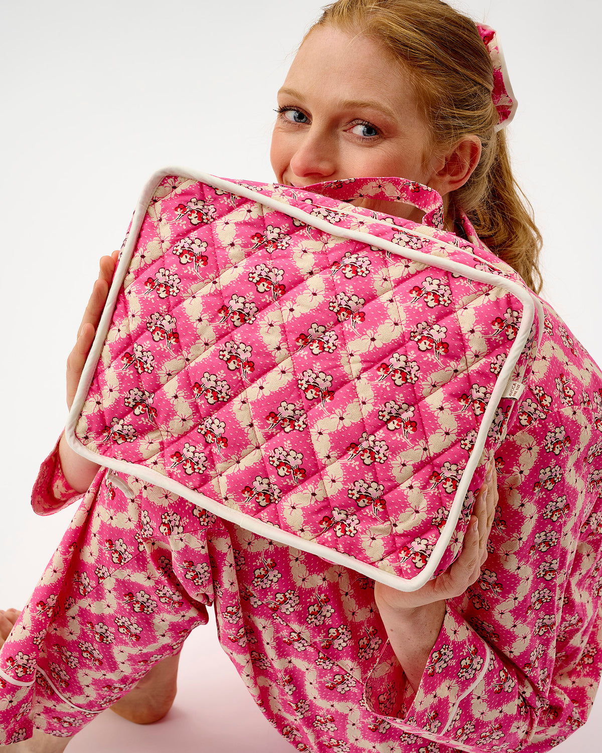 Pink Wave Cotton Travel Bag