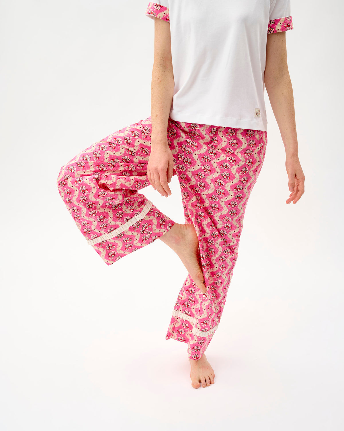 Pink Wave Frill Trim Cotton Bottoms